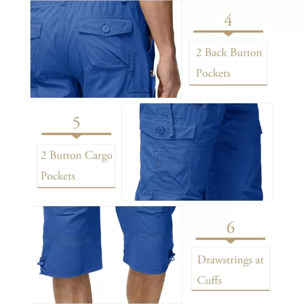 MAGCOMSEN Men's Capri Pants Twill Elastic Below Knee Cargo Shorts 3/4 Capri Long Shorts with 7 Pockets