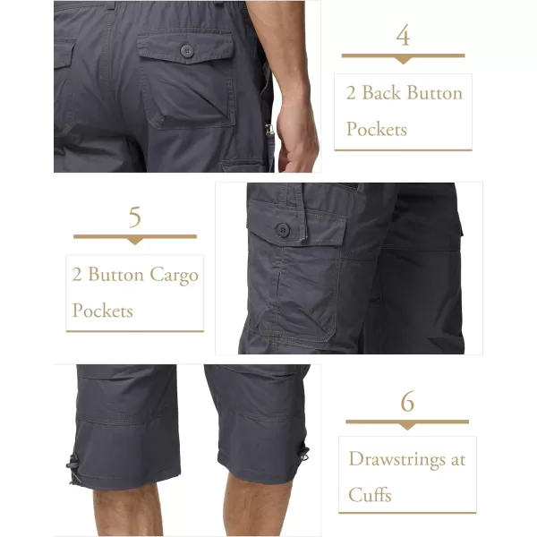 MAGCOMSEN Men's Capri Pants Twill Elastic Below Knee Cargo Shorts 3/4 Capri Long Shorts with 7 Pockets