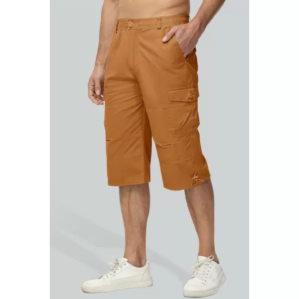 MAGCOMSEN Men's Capri Pants Twill Elastic Below Knee Cargo Shorts 3/4 Capri Long Shorts with 7 Pockets