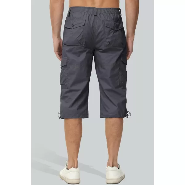 MAGCOMSEN Men's Capri Pants Twill Elastic Below Knee Cargo Shorts 3/4 Capri Long Shorts with 7 Pockets