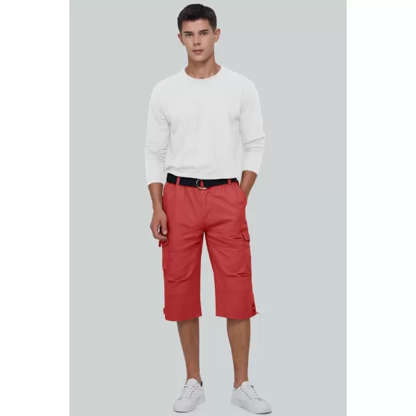MAGCOMSEN Men's Capri Pants Twill Elastic Below Knee Cargo Shorts 3/4 Capri Long Shorts with 7 Pockets