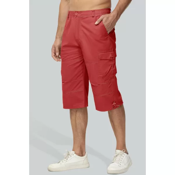 MAGCOMSEN Men's Capri Pants Twill Elastic Below Knee Cargo Shorts 3/4 Capri Long Shorts with 7 Pockets