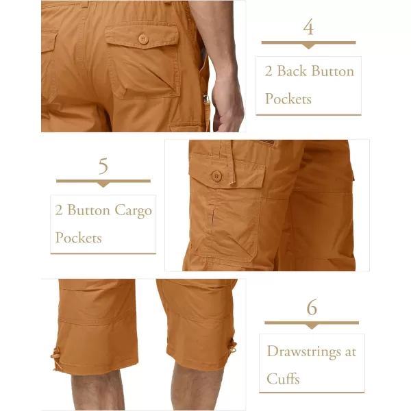 MAGCOMSEN Men's Capri Pants Twill Elastic Below Knee Cargo Shorts 3/4 Capri Long Shorts with 7 Pockets