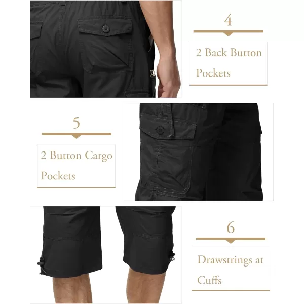 MAGCOMSEN Men's Capri Pants Twill Elastic Below Knee Cargo Shorts 3/4 Capri Long Shorts with 7 Pockets