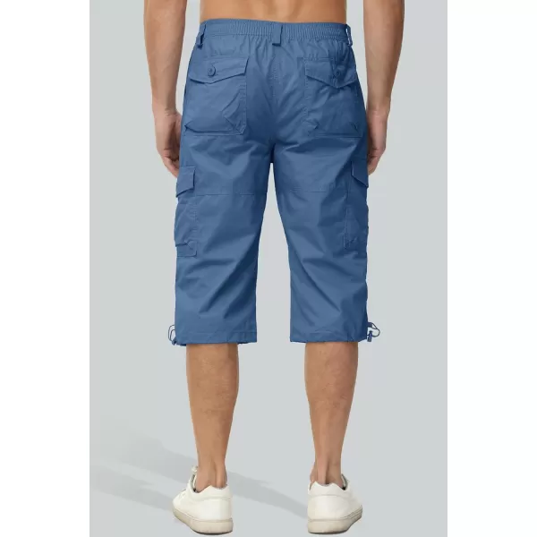 MAGCOMSEN Men's Capri Pants Twill Elastic Below Knee Cargo Shorts 3/4 Capri Long Shorts with 7 Pockets