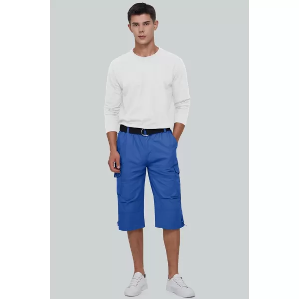 MAGCOMSEN Men's Capri Pants Twill Elastic Below Knee Cargo Shorts 3/4 Capri Long Shorts with 7 Pockets