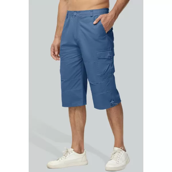 MAGCOMSEN Men's Capri Pants Twill Elastic Below Knee Cargo Shorts 3/4 Capri Long Shorts with 7 Pockets