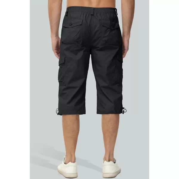 MAGCOMSEN Men's Capri Pants Twill Elastic Below Knee Cargo Shorts 3/4 Capri Long Shorts with 7 Pockets