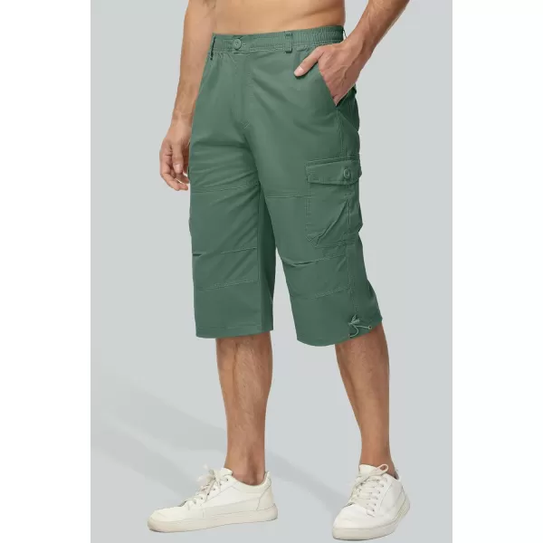 MAGCOMSEN Men's Capri Pants Twill Elastic Below Knee Cargo Shorts 3/4 Capri Long Shorts with 7 Pockets