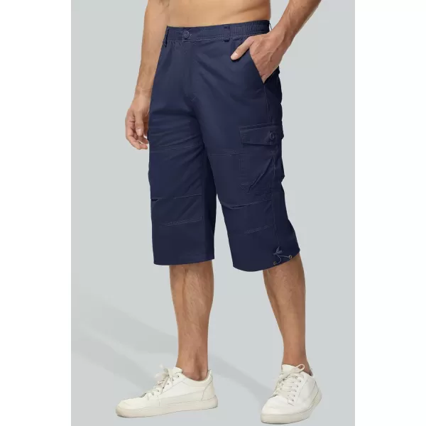 MAGCOMSEN Men's Capri Pants Twill Elastic Below Knee Cargo Shorts 3/4 Capri Long Shorts with 7 Pockets
