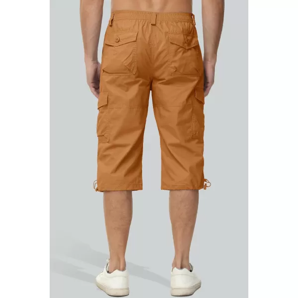 MAGCOMSEN Men's Capri Pants Twill Elastic Below Knee Cargo Shorts 3/4 Capri Long Shorts with 7 Pockets