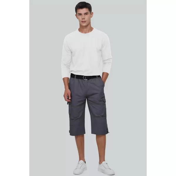 MAGCOMSEN Men's Capri Pants Twill Elastic Below Knee Cargo Shorts 3/4 Capri Long Shorts with 7 Pockets