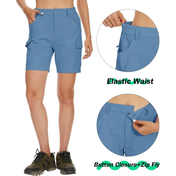 MAGCOMSEN Women's 7" Golf Shorts 6 Pockets Quick Dry Hiking Cargo Shorts Lightweight Water Resistant Summer Outdoor Shorts