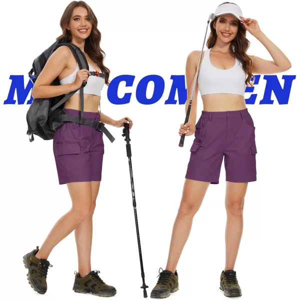 MAGCOMSEN Women's 7" Golf Shorts 6 Pockets Quick Dry Hiking Cargo Shorts Lightweight Water Resistant Summer Outdoor Shorts