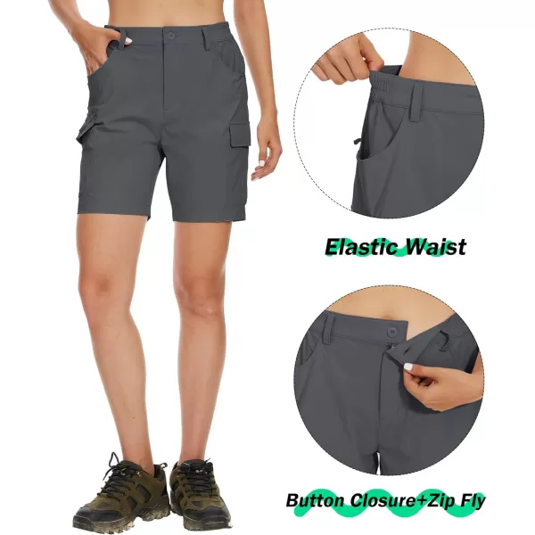 MAGCOMSEN Women's 7" Golf Shorts 6 Pockets Quick Dry Hiking Cargo Shorts Lightweight Water Resistant Summer Outdoor Shorts