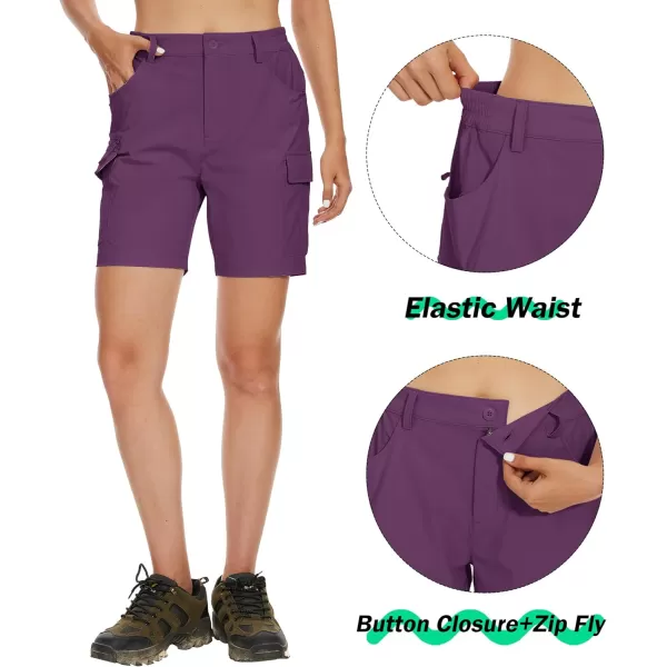 MAGCOMSEN Women's 7" Golf Shorts 6 Pockets Quick Dry Hiking Cargo Shorts Lightweight Water Resistant Summer Outdoor Shorts