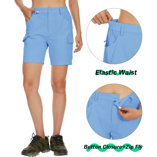 MAGCOMSEN Women's 7" Golf Shorts 6 Pockets Quick Dry Hiking Cargo Shorts Lightweight Water Resistant Summer Outdoor Shorts