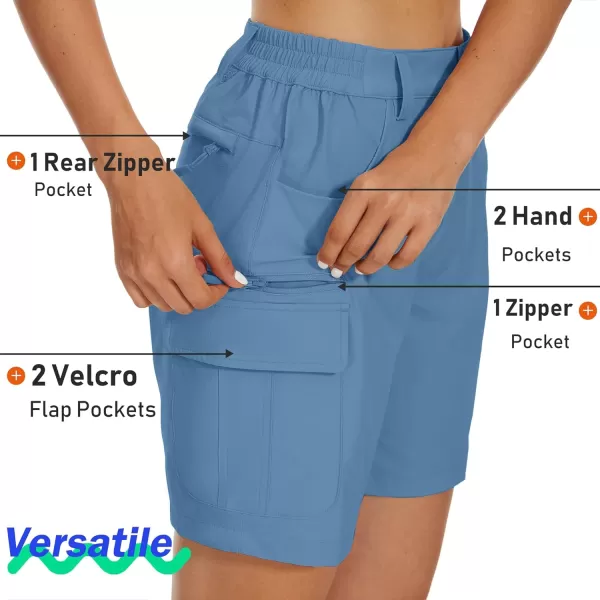 MAGCOMSEN Women's 7" Golf Shorts 6 Pockets Quick Dry Hiking Cargo Shorts Lightweight Water Resistant Summer Outdoor Shorts