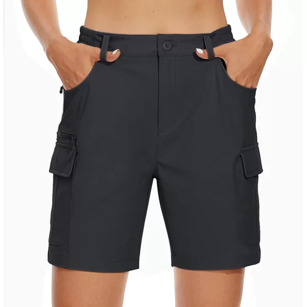 MAGCOMSEN Women's 7" Golf Shorts 6 Pockets Quick Dry Hiking Cargo Shorts Lightweight Water Resistant Summer Outdoor Shorts