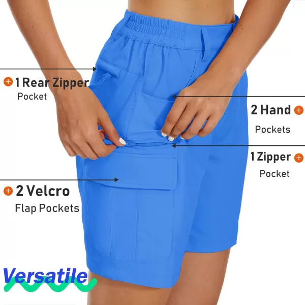 MAGCOMSEN Women's 7" Golf Shorts 6 Pockets Quick Dry Hiking Cargo Shorts Lightweight Water Resistant Summer Outdoor Shorts