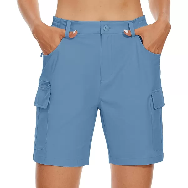 MAGCOMSEN Women's 7" Golf Shorts 6 Pockets Quick Dry Hiking Cargo Shorts Lightweight Water Resistant Summer Outdoor Shorts