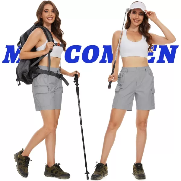 MAGCOMSEN Women's 7" Golf Shorts 6 Pockets Quick Dry Hiking Cargo Shorts Lightweight Water Resistant Summer Outdoor Shorts