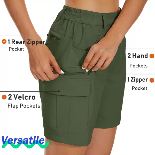 MAGCOMSEN Women's 7" Golf Shorts 6 Pockets Quick Dry Hiking Cargo Shorts Lightweight Water Resistant Summer Outdoor Shorts