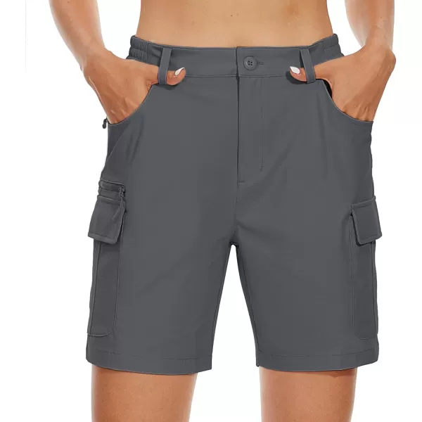 MAGCOMSEN Women's 7" Golf Shorts 6 Pockets Quick Dry Hiking Cargo Shorts Lightweight Water Resistant Summer Outdoor Shorts