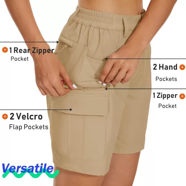 MAGCOMSEN Women's 7" Golf Shorts 6 Pockets Quick Dry Hiking Cargo Shorts Lightweight Water Resistant Summer Outdoor Shorts