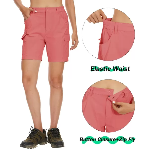 MAGCOMSEN Women's 7" Golf Shorts 6 Pockets Quick Dry Hiking Cargo Shorts Lightweight Water Resistant Summer Outdoor Shorts