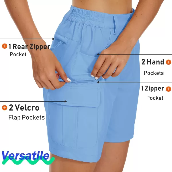MAGCOMSEN Women's 7" Golf Shorts 6 Pockets Quick Dry Hiking Cargo Shorts Lightweight Water Resistant Summer Outdoor Shorts