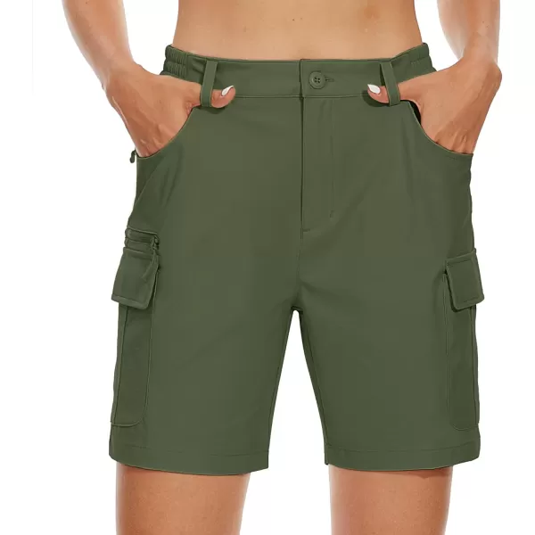 MAGCOMSEN Women's 7" Golf Shorts 6 Pockets Quick Dry Hiking Cargo Shorts Lightweight Water Resistant Summer Outdoor Shorts