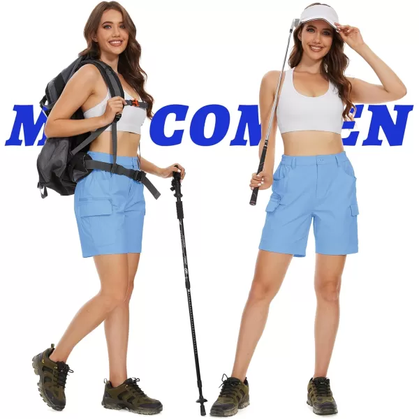 MAGCOMSEN Women's 7" Golf Shorts 6 Pockets Quick Dry Hiking Cargo Shorts Lightweight Water Resistant Summer Outdoor Shorts