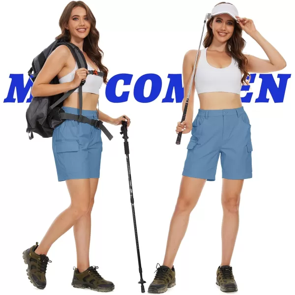 MAGCOMSEN Women's 7" Golf Shorts 6 Pockets Quick Dry Hiking Cargo Shorts Lightweight Water Resistant Summer Outdoor Shorts