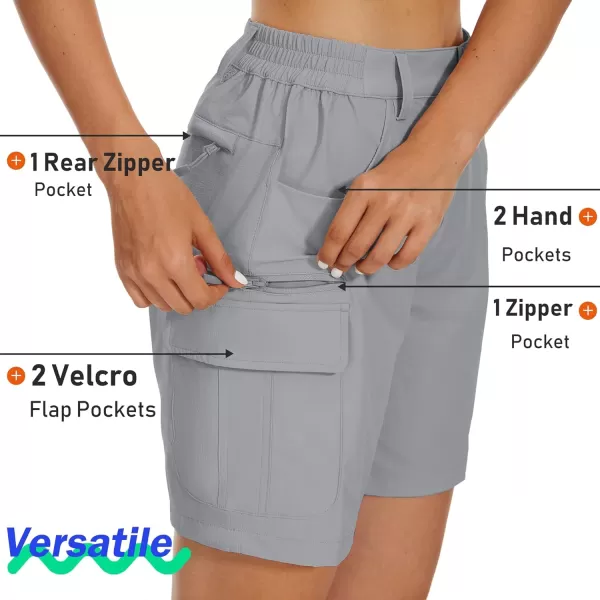 MAGCOMSEN Women's 7" Golf Shorts 6 Pockets Quick Dry Hiking Cargo Shorts Lightweight Water Resistant Summer Outdoor Shorts