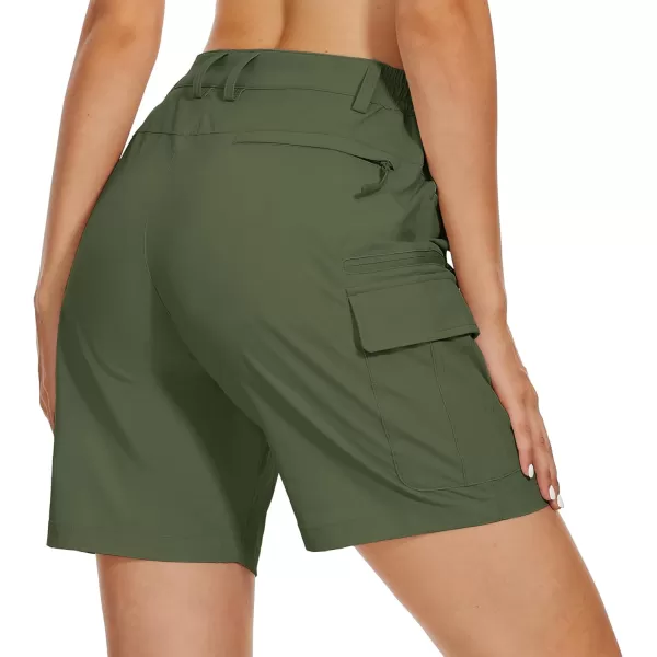 MAGCOMSEN Women's 7" Golf Shorts 6 Pockets Quick Dry Hiking Cargo Shorts Lightweight Water Resistant Summer Outdoor Shorts