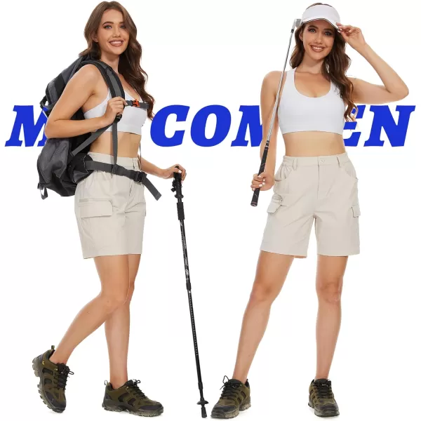 MAGCOMSEN Women's 7" Golf Shorts 6 Pockets Quick Dry Hiking Cargo Shorts Lightweight Water Resistant Summer Outdoor Shorts