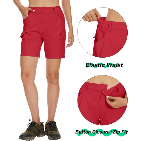 MAGCOMSEN Women's 7" Golf Shorts 6 Pockets Quick Dry Hiking Cargo Shorts Lightweight Water Resistant Summer Outdoor Shorts