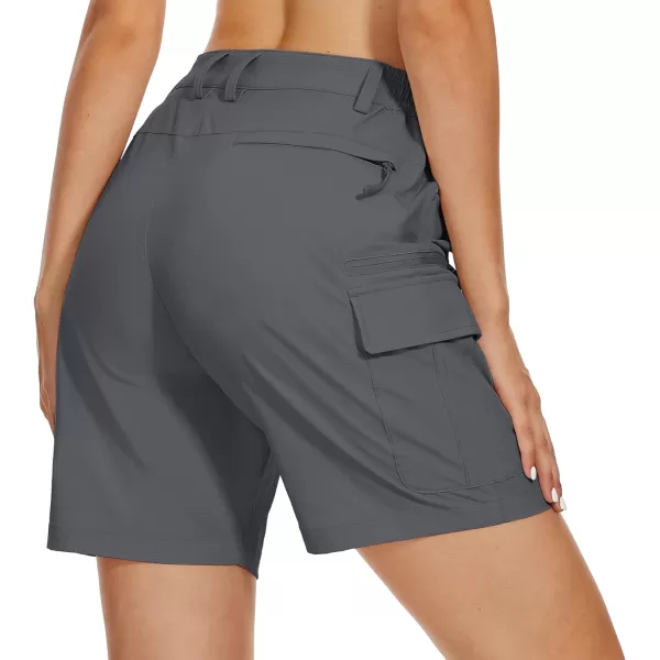 MAGCOMSEN Women's 7" Golf Shorts 6 Pockets Quick Dry Hiking Cargo Shorts Lightweight Water Resistant Summer Outdoor Shorts