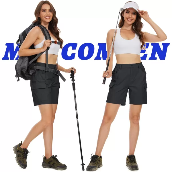MAGCOMSEN Women's 7" Golf Shorts 6 Pockets Quick Dry Hiking Cargo Shorts Lightweight Water Resistant Summer Outdoor Shorts
