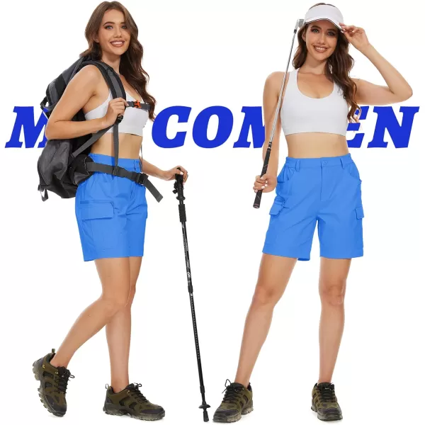 MAGCOMSEN Women's 7" Golf Shorts 6 Pockets Quick Dry Hiking Cargo Shorts Lightweight Water Resistant Summer Outdoor Shorts