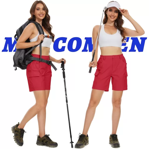 MAGCOMSEN Women's 7" Golf Shorts 6 Pockets Quick Dry Hiking Cargo Shorts Lightweight Water Resistant Summer Outdoor Shorts