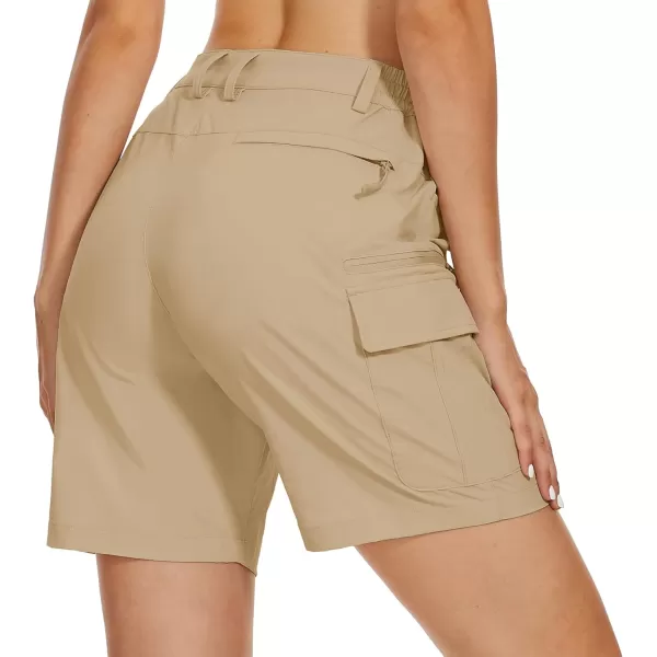 MAGCOMSEN Women's 7" Golf Shorts 6 Pockets Quick Dry Hiking Cargo Shorts Lightweight Water Resistant Summer Outdoor Shorts