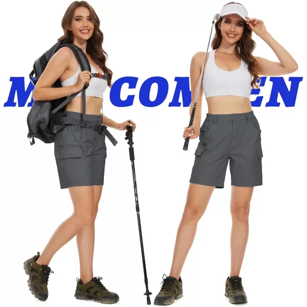 MAGCOMSEN Women's 7" Golf Shorts 6 Pockets Quick Dry Hiking Cargo Shorts Lightweight Water Resistant Summer Outdoor Shorts