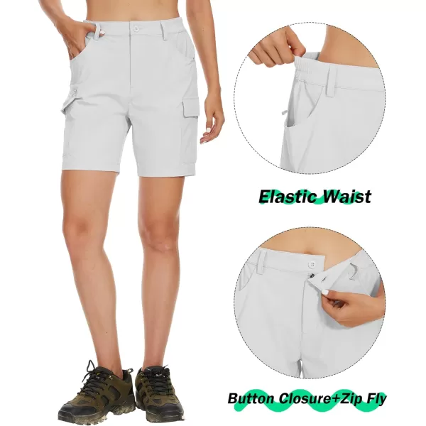 MAGCOMSEN Women's 7" Golf Shorts 6 Pockets Quick Dry Hiking Cargo Shorts Lightweight Water Resistant Summer Outdoor Shorts