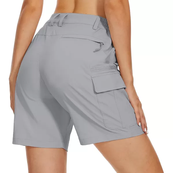 MAGCOMSEN Women's 7" Golf Shorts 6 Pockets Quick Dry Hiking Cargo Shorts Lightweight Water Resistant Summer Outdoor Shorts