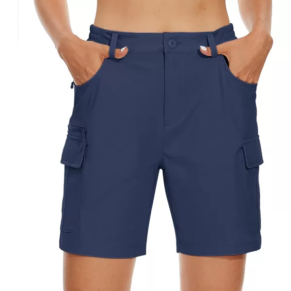 MAGCOMSEN Women's 7" Golf Shorts 6 Pockets Quick Dry Hiking Cargo Shorts Lightweight Water Resistant Summer Outdoor Shorts