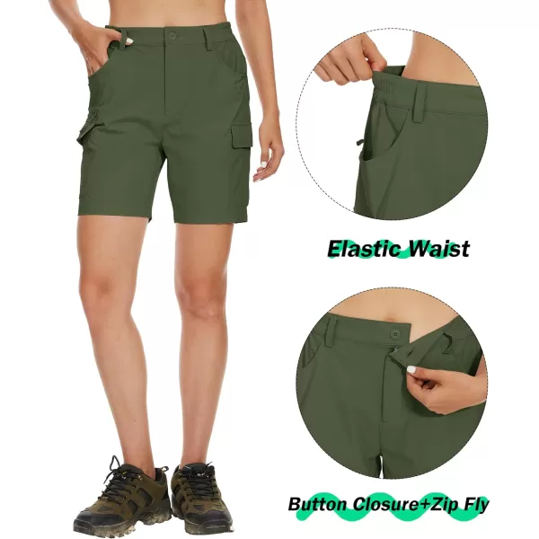 MAGCOMSEN Women's 7" Golf Shorts 6 Pockets Quick Dry Hiking Cargo Shorts Lightweight Water Resistant Summer Outdoor Shorts