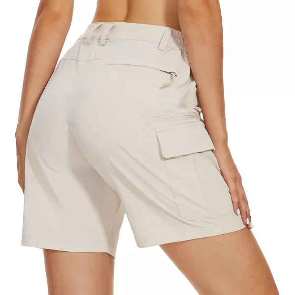 MAGCOMSEN Women's 7" Golf Shorts 6 Pockets Quick Dry Hiking Cargo Shorts Lightweight Water Resistant Summer Outdoor Shorts