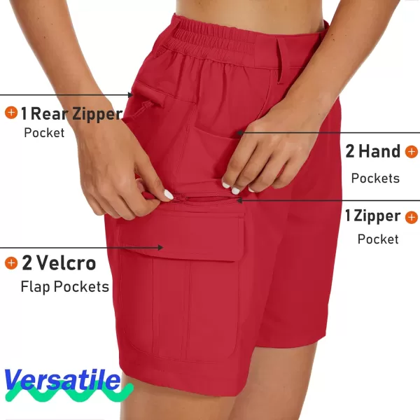 MAGCOMSEN Women's 7" Golf Shorts 6 Pockets Quick Dry Hiking Cargo Shorts Lightweight Water Resistant Summer Outdoor Shorts
